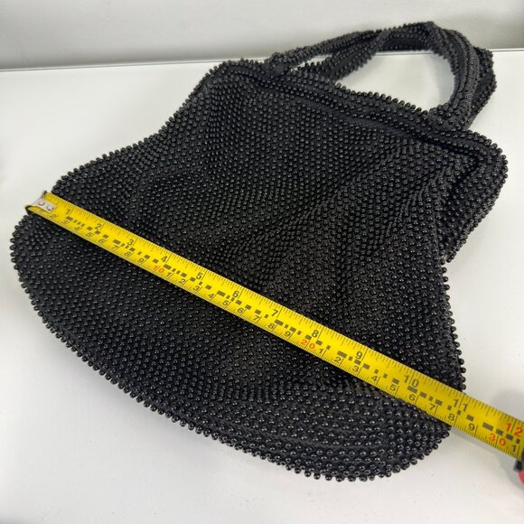 Stunning Vintage 1950's Black Corde Bead Cavier Evening bag Purse - Picture 6 of 15